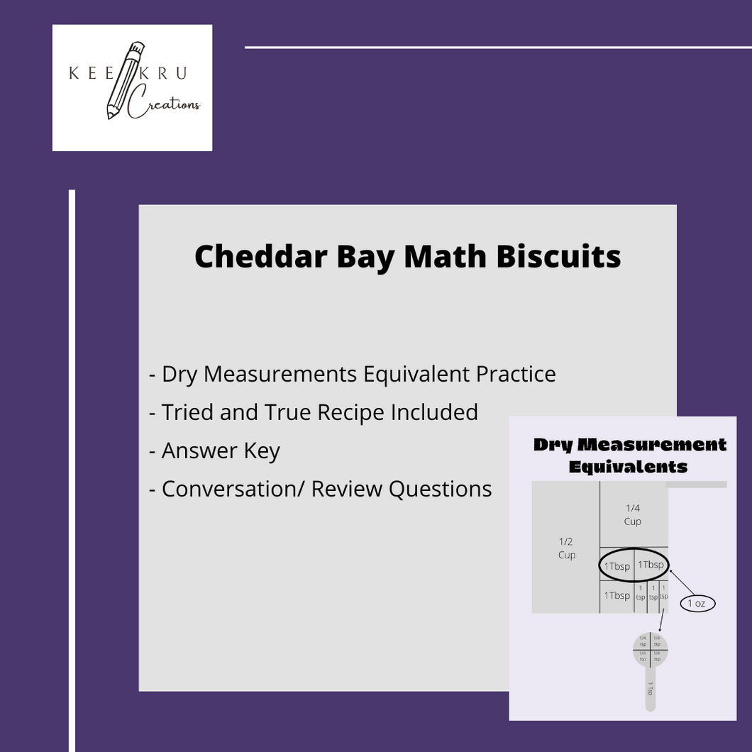 Cheddar Garlic Math Biscuits Lesson Plan - DIGITAL DOWNLOAD