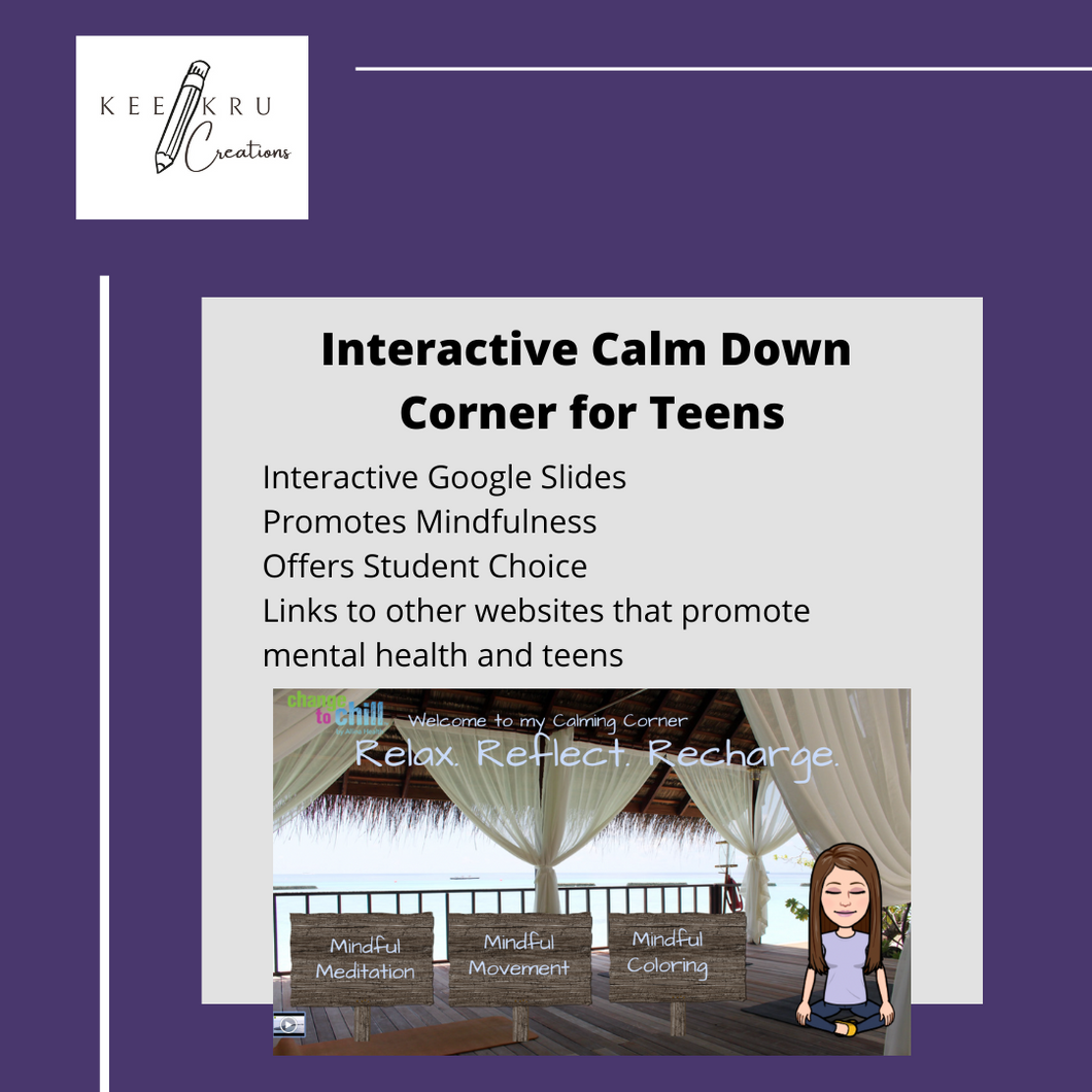 Interactive Calm Down Corner for Teens - DIGITAL DOWNLOAD