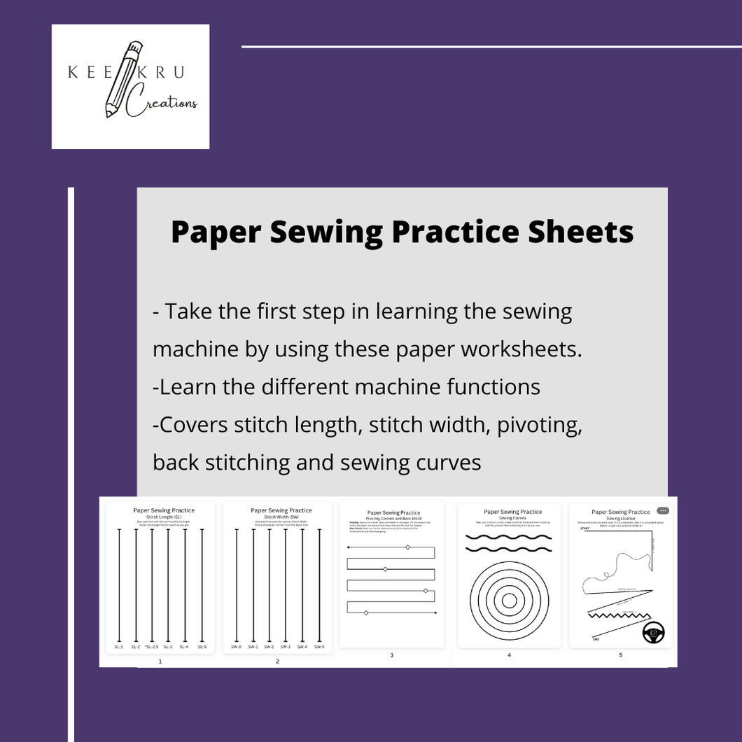 Paper Sewing Practice Worksheets - DIGITAL DOWNLOAD